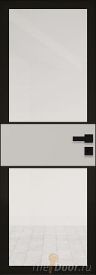 Дверь Profil Doors 5AGK кромка BLACK EDITION с 4-х сторон стекло Прозрачное черный прокрас вставка Галька матовый