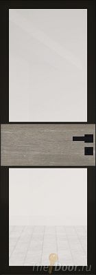 Дверь Profil Doors 5AGK кромка BLACK EDITION с 4-х сторон стекло Прозрачное черный прокрас вставка Каштан Темный