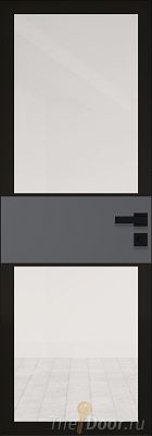 Дверь Profil Doors 5AGK кромка BLACK EDITION с 4-х сторон стекло Прозрачное черный прокрас вставка Серый матовый
