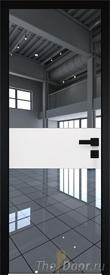Дверь Profil Doors 5AGK вставка Белый матовый стекло Зеркало кромка Black Edition