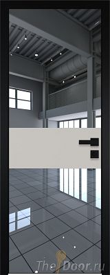 Дверь Profil Doors 5AGK вставка Галька матовый стекло Зеркало кромка Black Edition