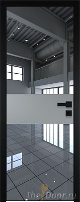 Дверь Profil Doors 5AGK вставка Кварц матовый стекло Зеркало кромка Black Edition