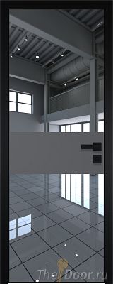 Дверь Profil Doors 5AGK вставка Серый матовый стекло Зеркало кромка Black Edition