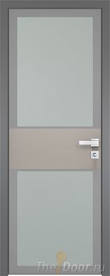 Дверь Profil Doors 5AGK вставка Санд стекло Мателюкс серый прокрас кромка Матовая алюминиевая