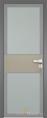 Дверь Profil Doors 5AGK вставка Шеллгрей стекло Мателюкс серый прокрас кромка Матовая алюминиевая