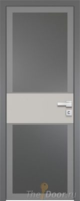 Дверь Profil Doors 5AGK вставка Галька матовый стекло Планибель графит серый прокрас кромка Матовая алюминиевая