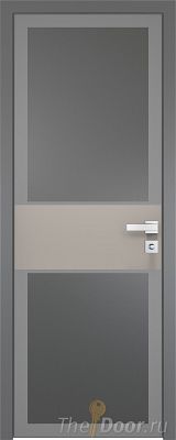 Дверь Profil Doors 5AGK вставка Санд стекло Планибель графит серый прокрас кромка Матовая алюминиевая