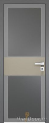 Дверь Profil Doors 5AGK вставка Шеллгрей стекло Планибель графит серый прокрас кромка Матовая алюминиевая