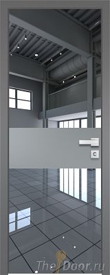 Дверь Profil Doors 5AGK вставка Кварц матовый стекло Зеркало кромка Матовая алюминиевая