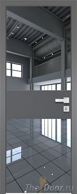 Дверь Profil Doors 5AGK вставка Серый матовый стекло Зеркало кромка Матовая алюминиевая