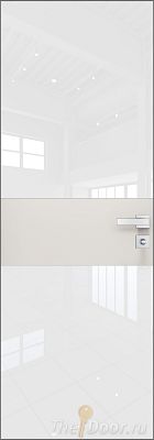 Дверь Profil Doors 5AGK кромка Матовый Алюминий с 4-х сторон стекло Lacobel Белый лак вставка ДаркВайт