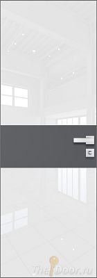 Дверь Profil Doors 5AGK кромка Матовый Алюминий с 4-х сторон стекло Lacobel Белый лак вставка Серый матовый