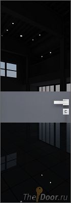 Дверь Profil Doors 5AGK кромка Матовый Алюминий с 4-х сторон стекло Lacobel Черный лак вставка Антрацит