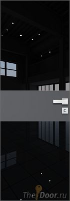 Дверь Profil Doors 5AGK кромка Матовый Алюминий с 4-х сторон стекло Lacobel Черный лак вставка Серый матовый