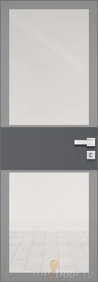Дверь Profil Doors 5AGK кромка Матовый Алюминий с 4-х сторон стекло Прозрачное серый прокрас вставка Серый матовый