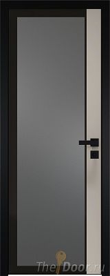 Дверь Profil Doors 6AGK вставка Санд стекло Планибель графит черный прокрас кромка Black Edition