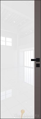 Дверь Profil Doors 6AGK кромка BLACK EDITION с 4-х сторон стекло Lacobel Белый лак вставка Какао матовый