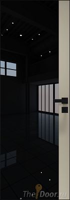 Дверь Profil Doors 6AGK кромка BLACK EDITION с 4-х сторон стекло Lacobel Черный лак вставка Шеллгрей