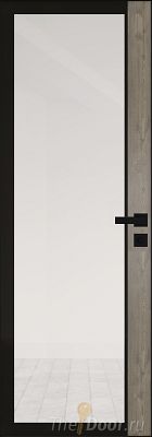 Дверь Profil Doors 6AGK кромка BLACK EDITION с 4-х сторон стекло Прозрачное черный прокрас вставка Каштан Темный
