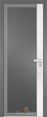 Дверь Profil Doors 6AGK вставка Аляска стекло Планибель графит серый прокрас кромка Матовая алюминиевая