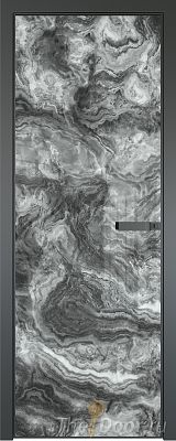 Дверь Profil Doors 1AGN стекло Атриум серебро цвет профиля Серая ночь (с наличником)