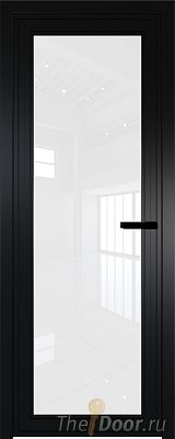 Дверь Profil Doors 1AGP Цвет профиля Черный матовый RAL9005 стекло Белый Триплекс