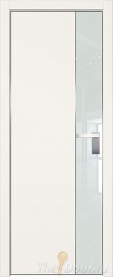 Дверь Profil Doors 100E цвет ДаркВайт кромка Матовый Алюминий с 4-х сторон стекло Lacobel Белый лак