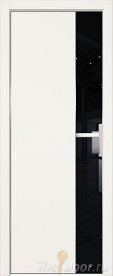 Дверь Profil Doors 100E цвет ДаркВайт кромка Матовый Алюминий с 4-х сторон стекло Lacobel Черный лак