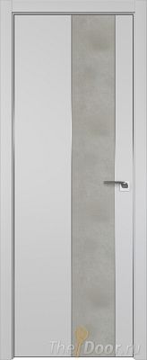 Дверь Profil Doors 105E цвет Манхэттен кромка Матовый Алюминий с 4-х сторон вставка Бетон Платина