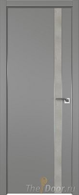 Дверь Profil Doors 106E цвет Грей кромка Матовый Алюминий с 4-х сторон вставка Бетон Платина