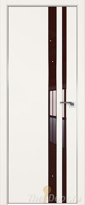 Дверь Profil Doors 116E цвет ДаркВайт кромка Матовый Алюминий с 4-х сторон стекло Lacobel Коричневый лак