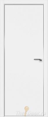 Дверь Profil Doors 1E цвет Аляска кромка Матовый Алюминий с 4-х сторон