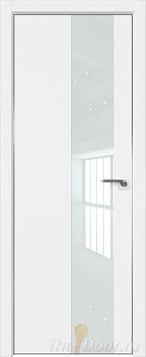 Дверь Profil Doors 5E цвет Аляска кромка Матовый Алюминий с 4-х сторон стекло Lacobel Белый лак