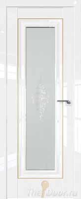Дверь Profil Doors 24L цвет Белый люкс стекло Кристалл Матовое молдинг Золото Люкс