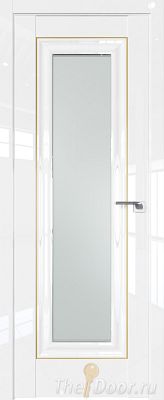 Дверь Profil Doors 24L цвет Белый люкс стекло Матовое молдинг Золото Люкс