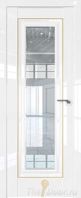 Дверь Profil Doors 24L цвет Белый люкс стекло Прозрачное молдинг Золото Люкс