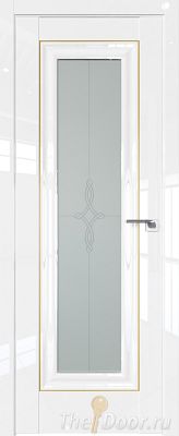 Дверь Profil Doors 24L цвет Белый люкс стекло Узор Матовое молдинг Золото Люкс