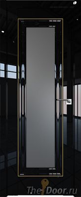 Дверь Profil Doors 24L цвет Черный люкс стекло Графит молдинг Золото Люкс