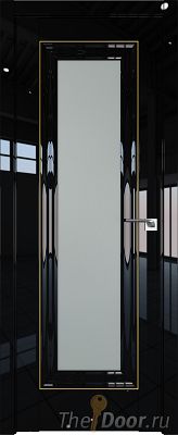 Дверь Profil Doors 24L цвет Черный люкс стекло Матовое молдинг Золото Люкс