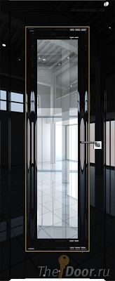 Дверь Profil Doors 24L цвет Черный люкс стекло Прозрачное молдинг Золото Люкс