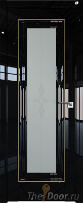 Дверь Profil Doors 24L цвет Черный люкс стекло Узор Матовое молдинг Золото Люкс