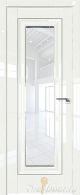Дверь Profil Doors 24L цвет ДаркВайт Люкс стекло Прозрачное молдинг Серебро