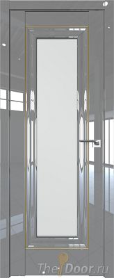 Дверь Profil Doors 24L цвет Грей Люкс стекло Матовое молдинг Золото