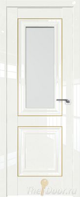 Дверь Profil Doors 28L цвет ДаркВайт Люкс стекло Матовое молдинг Золото