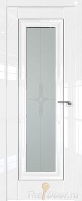 Дверь Profil Doors 24L цвет Белый люкс стекло Узор Матовое молдинг Серебро