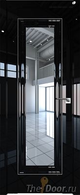 Дверь Profil Doors 24L цвет Черный люкс стекло Прозрачное молдинг Серебро