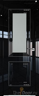 Дверь Profil Doors 28L цвет Черный люкс стекло Матовое молдинг Серебро
