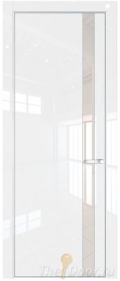 Дверь Profil Doors 18LA цвет Белый люкс стекло Lacobel Перламутровый лак цвет профиля Серебро