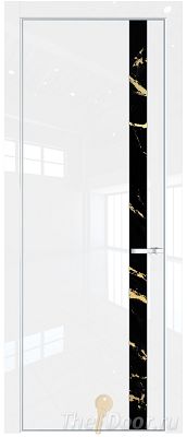 Дверь Profil Doors 18LA цвет Белый люкс стекло Нефи черный узор золото цвет профиля Серебро