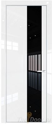 Дверь Profil Doors 19LA цвет Белый люкс стекло Lacobel Черный лак цвет профиля Серебро